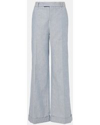 Brunello Cucinelli - Pantalones De Mezcla De Algodon Y Lino - Lyst