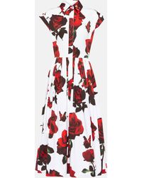 Alexander McQueen - Floral Cotton Poplin Shirt Dress - Lyst