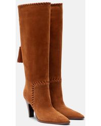 Gianvito Rossi - Zaira Leather-Trimmed Suede Knee-High Boots - Lyst
