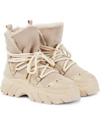 Inuikii Leather And Suede Hiking Boots - Natural