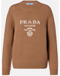 Prada - Logo Wool And Cashmere Sweater - Lyst