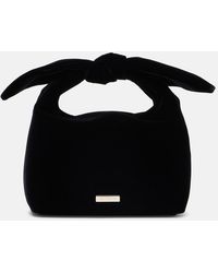 Aquazzura - Bow Tie Small Velvet Tote Bag - Lyst