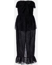 Alessandra Rich - Lace And Silk Georgette Bustier Dress - Lyst