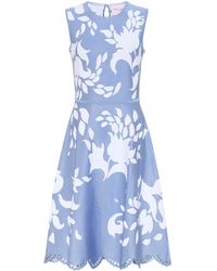Carolina Herrera Jacquard-Kleid mit Blumenmuster - Blau