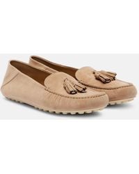 Loro Piana - Dot Sole Suede Moccasins - Lyst