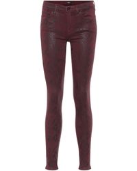 7 For All Mankind Bedruckte Mid-Rise Jeans The Skinny - Rot