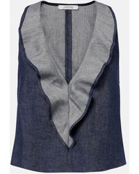 Dorothee Schumacher - Fluid Denim Ruffled Crop Top - Lyst