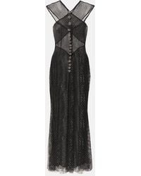 Self-Portrait - Embellished Fishnet Maxi Dress - Lyst