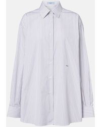 Prada - Striped Oversized Cotton Poplin Shirt - Lyst