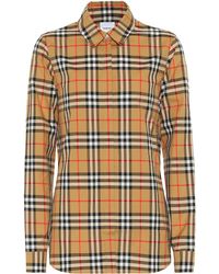 Burberry Karierte Bluse aus Baumwolle - Natur