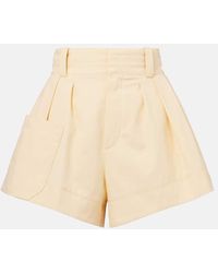 Chloé - High-Rise Shorts Aus Baumwoll-Canvas - Lyst
