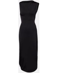 Victoria Beckham - Draped Embellished Satin Midi Dress - Lyst