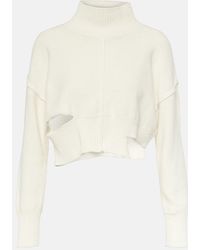 MM6 by Maison Martin Margiela - Distressed Cotton And Wool Sweater - Lyst