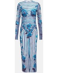 Jean Paul Gaultier - Bedrucktes Midikleid Aus Jersey - Lyst
