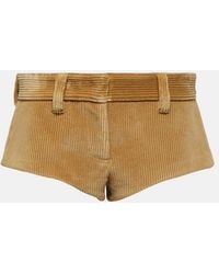 Miu Miu - Low-Rise Cotton Corduroy Shorts - Lyst