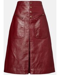 Chloé - Leather Midi Skirt - Lyst