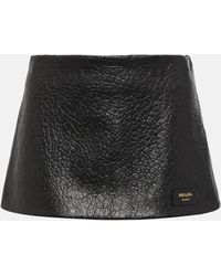 Prada - Low-rise Leather Miniskirt - Lyst