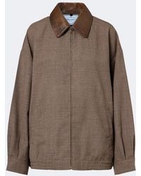 Prada - Houndstooth Virgin Wool Blouson Jacket - Lyst