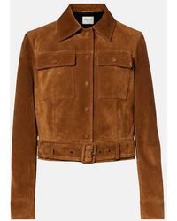 Saint Laurent - Belted Cropped Suede Jacket - Lyst