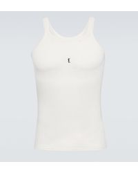 Saint Laurent - Logo Cotton Sleeveless Tank. - Lyst