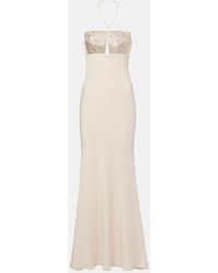 Roland Mouret - Silk Embellished Halterneck Maxi Dress - Lyst