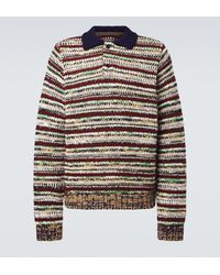Sacai - Striped Cotton-Blend Polo Sweater - Lyst