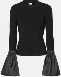 Jonathan Simkhai - Agata Taffeta-Trimmed Ribbed-Knit Top - Lyst