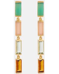 Aliita - Ohrringe Deco Maxi Aus 9Kt Gelbgold Mit Edelsteinen - Lyst