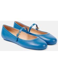 Gianvito Rossi - Carla Leather Mary Jane Flats - Lyst
