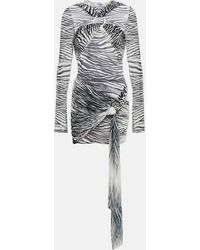 The Attico - Fitted Draped Dress With Elegant Long Sleeves - Lyst
