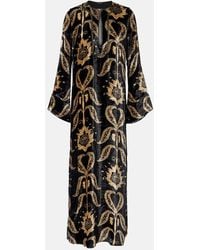 Johanna Ortiz - Embroidered Velvet Maxi Dress - Lyst