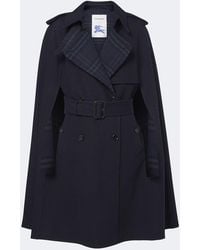 Burberry - Check Belted Wool Cape - Lyst