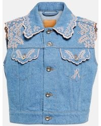 Rabanne - Embroidered Denim Vest - Lyst
