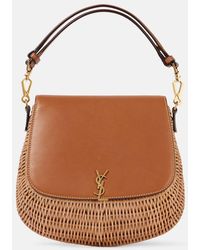 Saint Laurent - Voltaire Leather And Wicker Tote Bag - Lyst