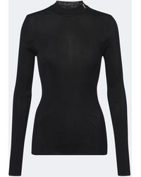 Saint Laurent - Cassandre Ribbed-Knit Silk Top - Lyst