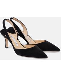 Manolo Blahnik - Carolyne 70 Suede Slingback Pumps - Lyst