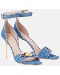 Balmain - Sandalen Aus Denim - Lyst
