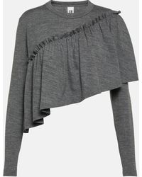 Noir Kei Ninomiya - Ruffled Cropped Wool Sweater - Lyst