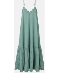 Juliet Dunn - Vestido Midi De Popelin De Algodon Bordado - Lyst