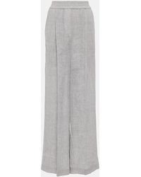 Brunello Cucinelli - Low-rise Linen-blend Wide-leg Sweatpants - Lyst