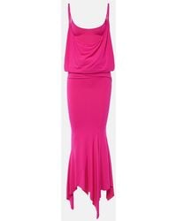The Attico - Draped Asymmetric Jersey Midi Dress - Lyst