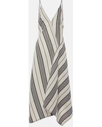 Ferragamo - Asymmetric Striped Dress - Lyst