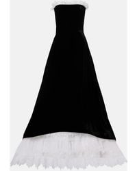 Costarellos - Laurette Lace-Trimmed Velvet Bustier Gown - Lyst