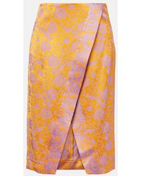 Dries Van Noten - Floral Satin Jacquard Midi Skirt - Lyst