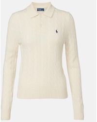 Polo Ralph Lauren - Cable-Knit Wool And Cashmere Polo Sweater - Lyst