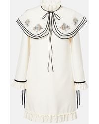 Valentino - Crepe Couture Embroidered Minidress - Lyst