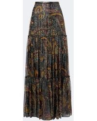 Etro - Paisley Silk-Blend Tiered Maxi Skirt - Lyst