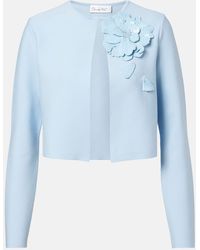 Oscar de la Renta - Cropped Floral-Applique Sequined Jacket - Lyst