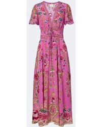 CAMILLA - Embellished Floral Silk Midi Dress - Lyst