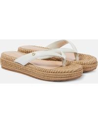 Gianvito Rossi - Leather Platform Espadrille Thong Sandals - Lyst